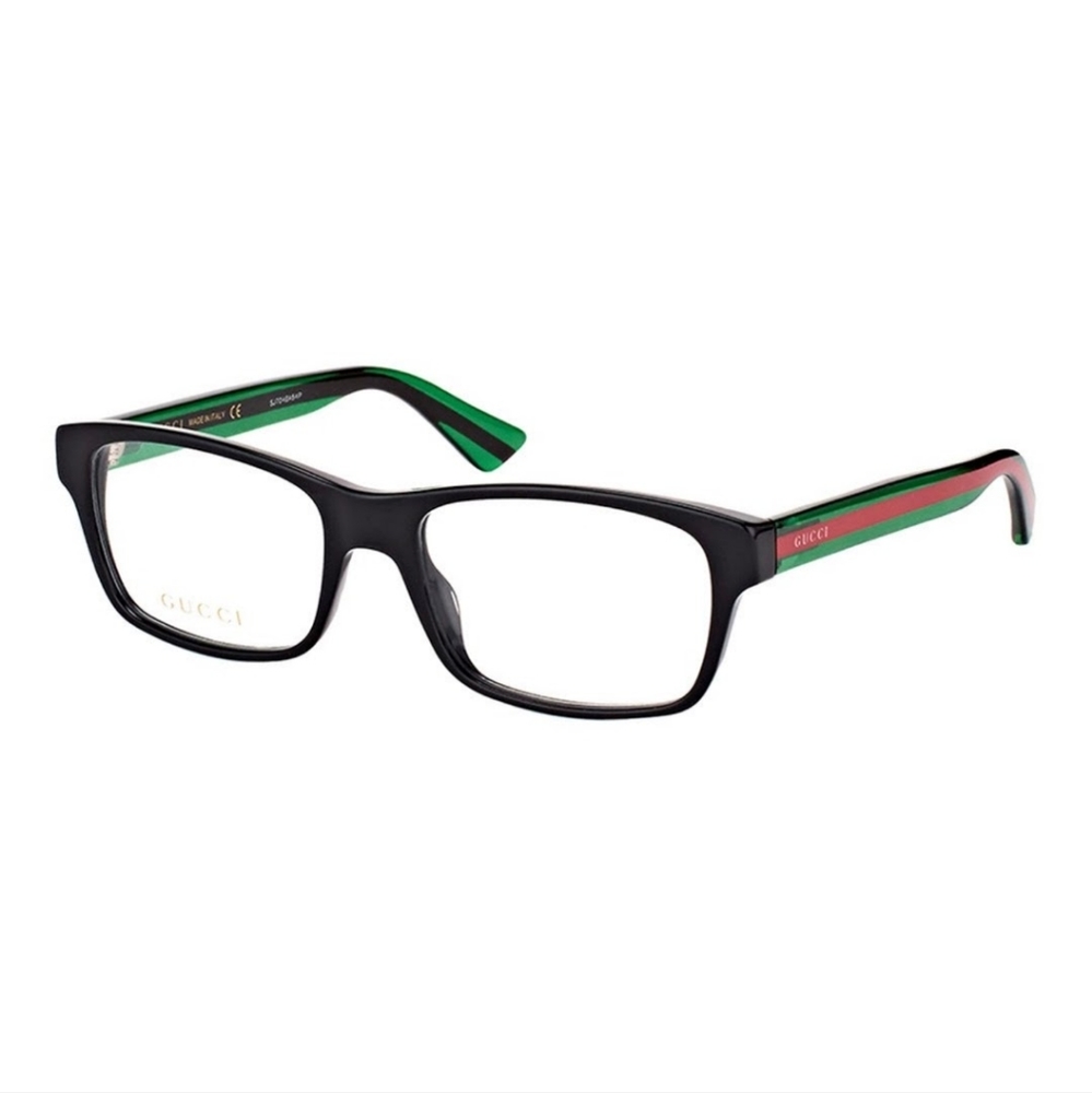 Authentic Gucci Unisex Black Green Red Logo Optical Frames